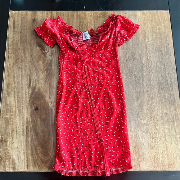 Princess Polly Cottagecore Dress Red Floral - Picture 3 of 6